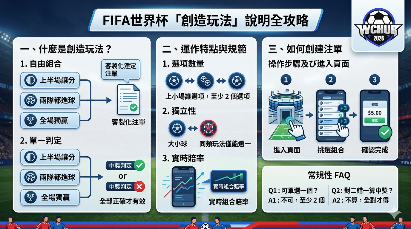  FIFA 世界杯「創造玩法」機制全攻略：客製化賽事分析與操作流程圖解 Comprehensive Guide to FIFA World Cup "Build-a-Bet" Mechanism: Infographic of Customized Match Analysis and Workflow